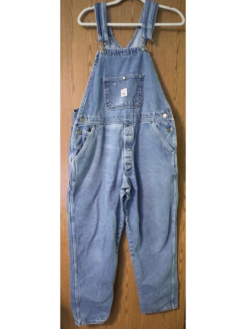 Vintage Pointer Brand Denim Bib Overalls 36x30 Made USA Carpenter Farm Workwear